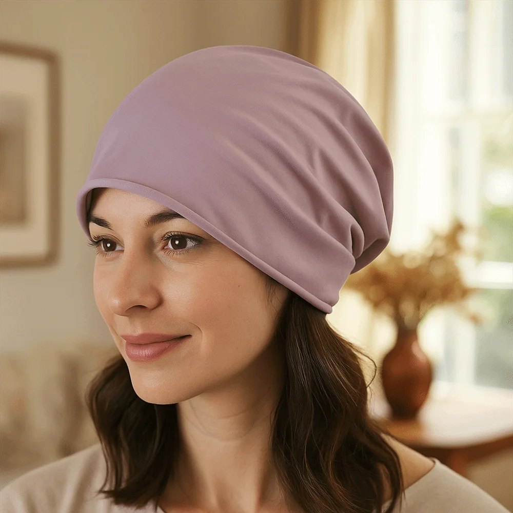 

2PCS Lightweight Windproof Confinement Nightcap Soft Cotton Baotou Cap Elastic Bonnet Solid Color White Hair Cap Running