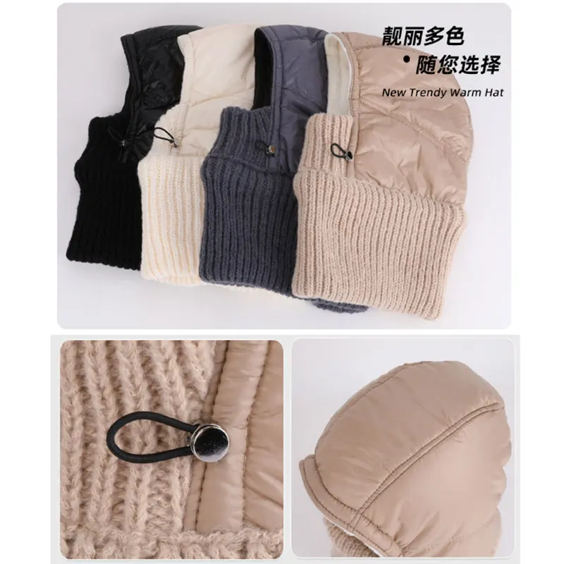 Zimowa ciepła czapka zintegrowana z szalikiem i maską na twarz, chroniąca przed zimnem, idealna do jazdy na rowerze i nart, z wyściełanymi nausznikami i opaską na głowę.