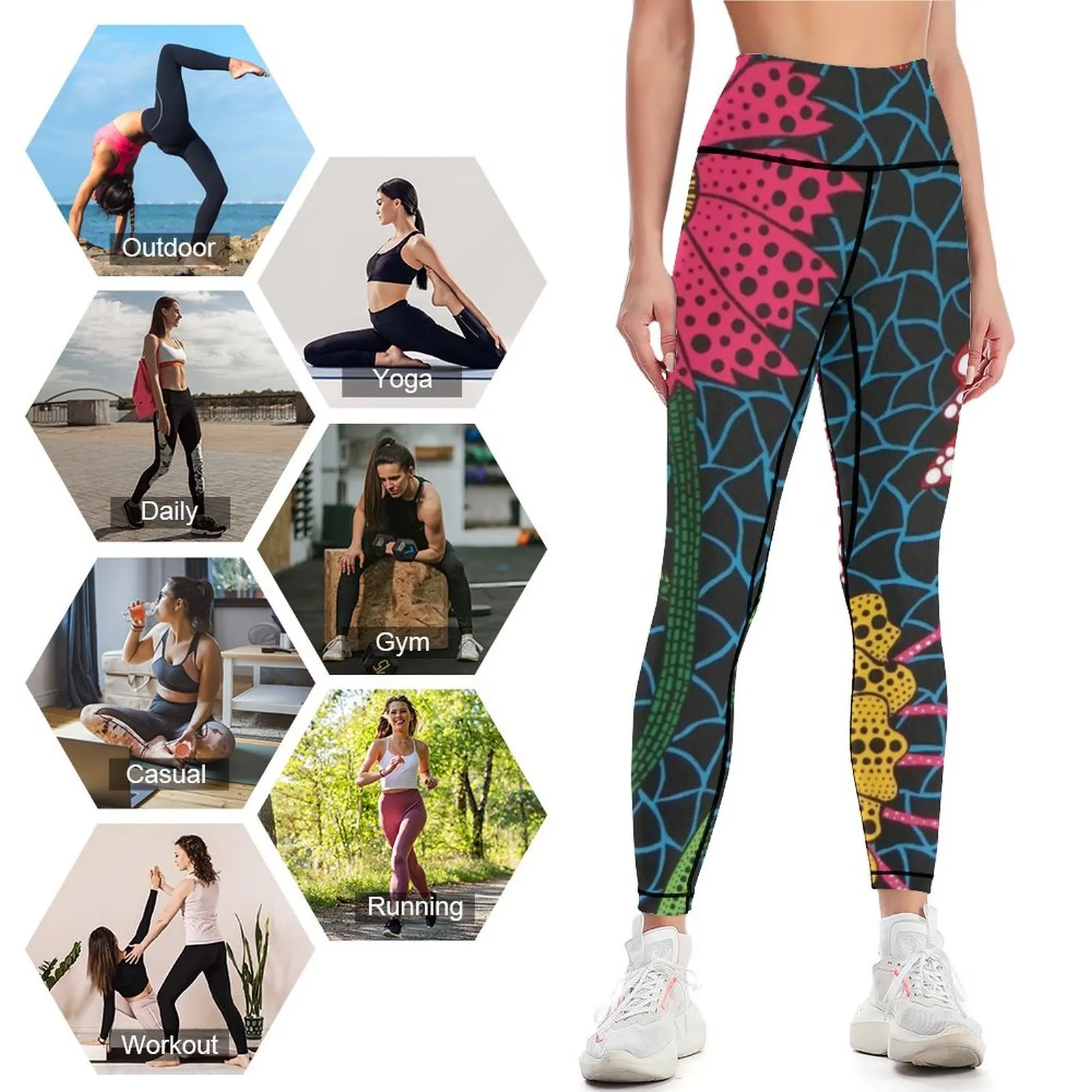 Yayoi Kusama Flowers Design, Art japonais, Yayoi Print, Poster, Produit numérique imprimable, Leggings en toile