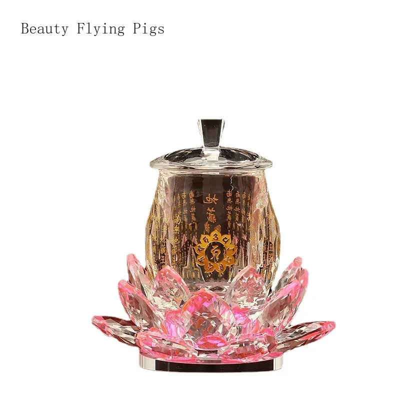 Chinese crystal water supply for household Buddhist temples, offering cups and wine cups in front of the Buddha Buddhism