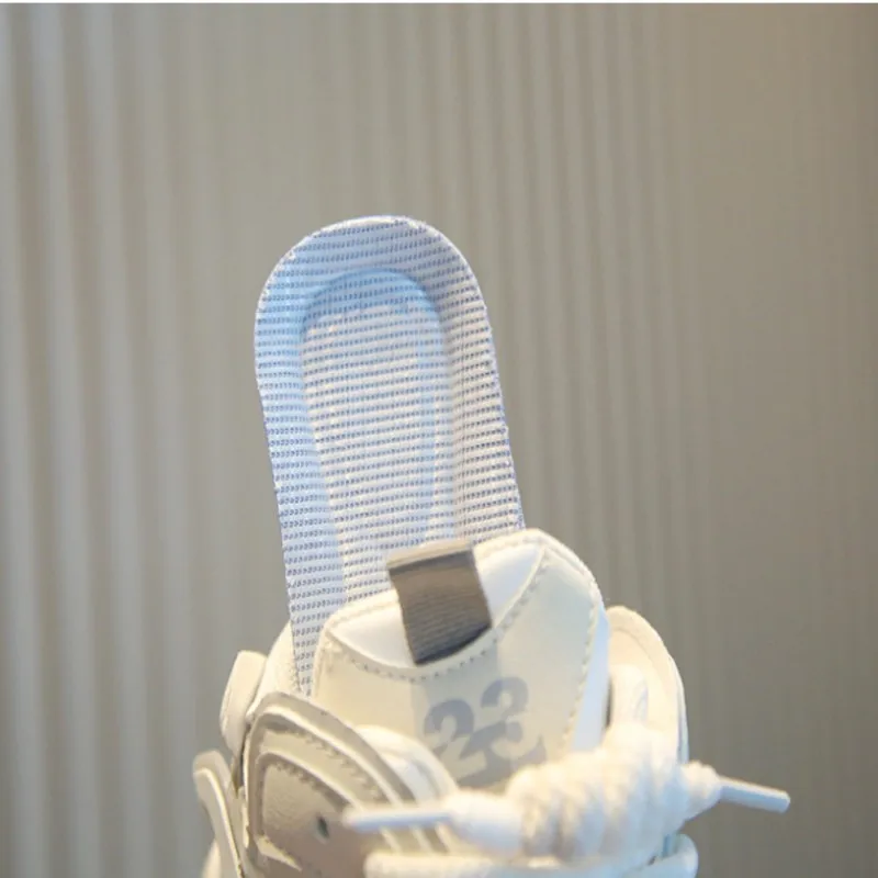 Детская кожаная повседневная обувь, противоскользящая всесезонная обувь с высоким берцем для мальчиков и девочек от 4 до 6 лет, белая спортивная обувь на мягкой подошве