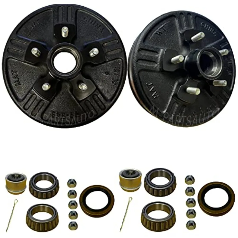Tambores de freio de reboque 1 par 5 em 4.5 tambores de freio para eixo de reboque 3500 lb kit de cubo de reboque com freio de substituição de padrão de 10 parafusos