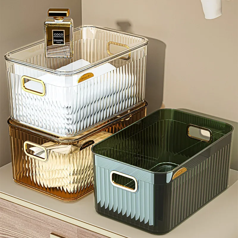 Home Multifunction Rectangular Desktop Stackable Cosmetic Organizer Jewelry Makeup Plastic Box Clothes Accessories Basket Shelf