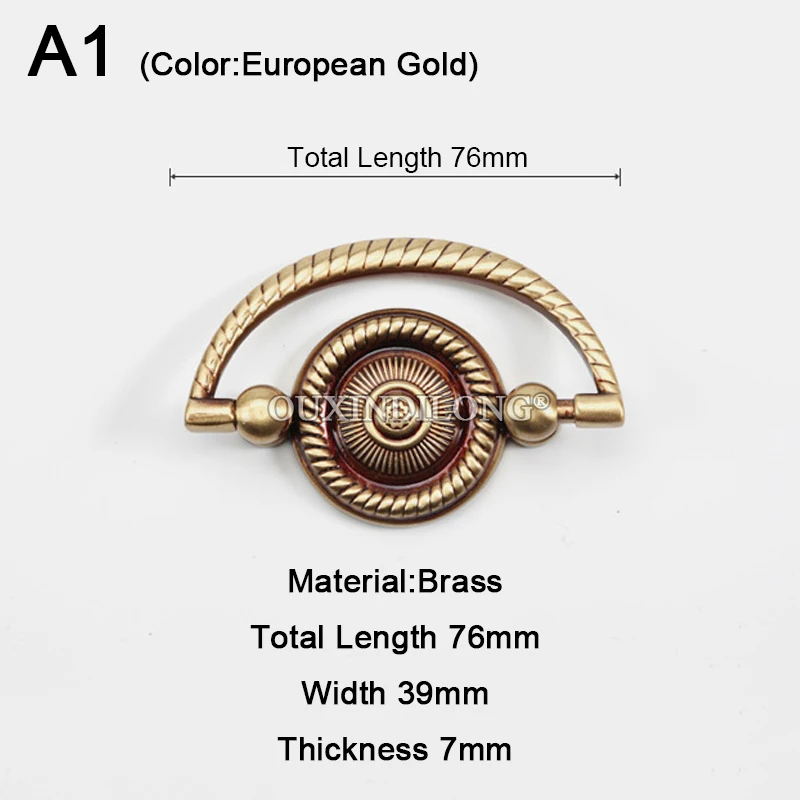 HOT 10PCS Solid Brass Furniture Pulls Handles Drawer Pulls Rings Cupboard Wardrobe Bookcase Closet Dresser Cabinet Door Pulls