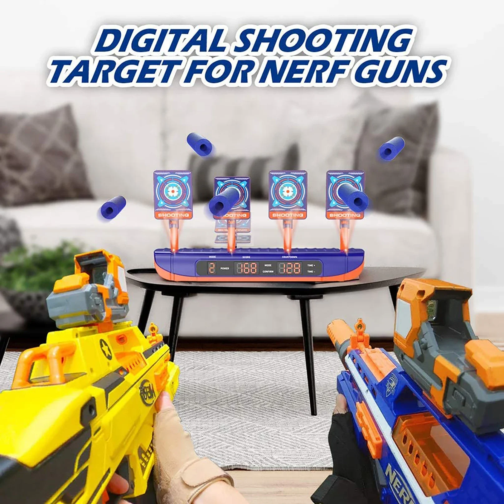 For Nerf Guns Bullets Shooting Target 4 Modes Digital Scoring Auto Reset Target Kid Shooting Game Toys for Kids 2 To 4 Years Old