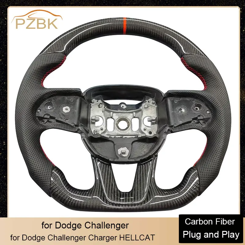 

Upgrade Carbon Fiber Car Steering Wheel for Dodge Challenger Charger HELLCAT Jeep Grand Cherokee Auto Parts