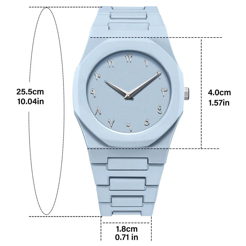 Модные брендовые пластиковые поликарбонатные круглые ближневосточные арабские цифровые кварцевые часы для мужчин и женщин