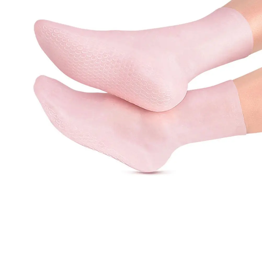 

1Pair Silicone Foot Moisturizing Socks Reusable Honeycomb Cushioning Soft Comfortable Overnight Foot Care Socks for Dry Cracked