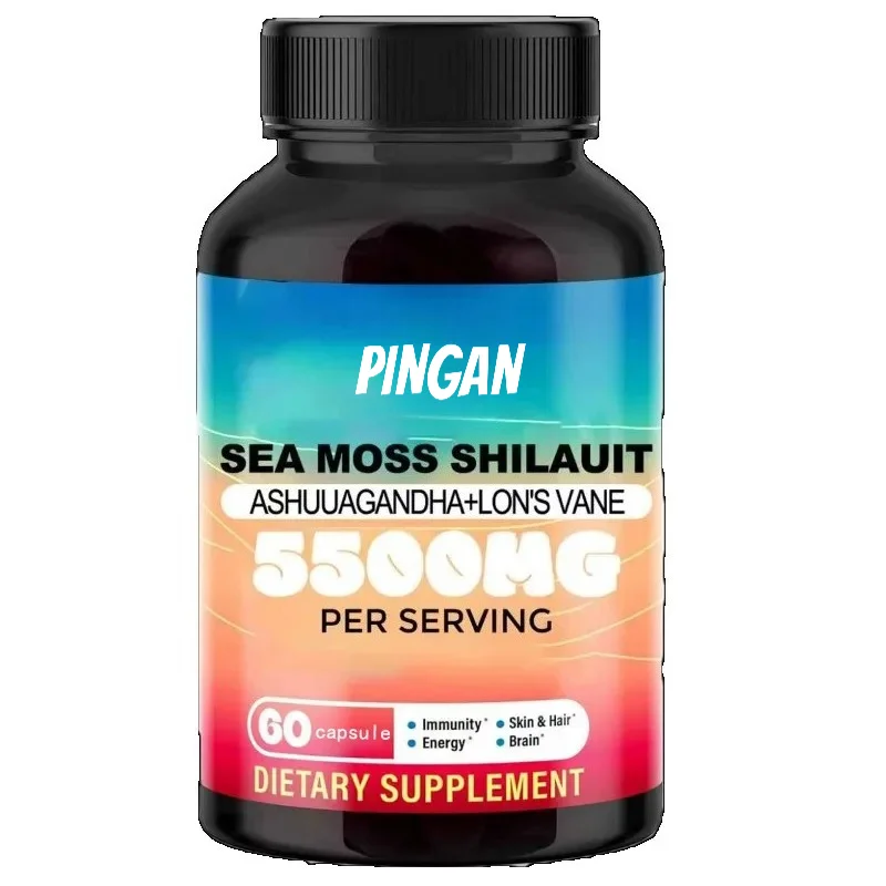 Shilajit Seaweed, Beetroot, Lion Mane Mushroom, and Black Seed Oil - Herbal Food Supplement -60 Pure Vegetarian Capsules
