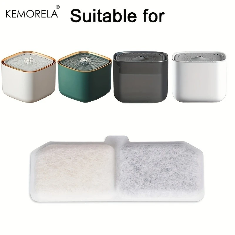 KEMORELA 5/8PCS Cat Drinker Replacement Activated Carbon Filter Rectangular Pet Dog Waterer Cartridge Filter