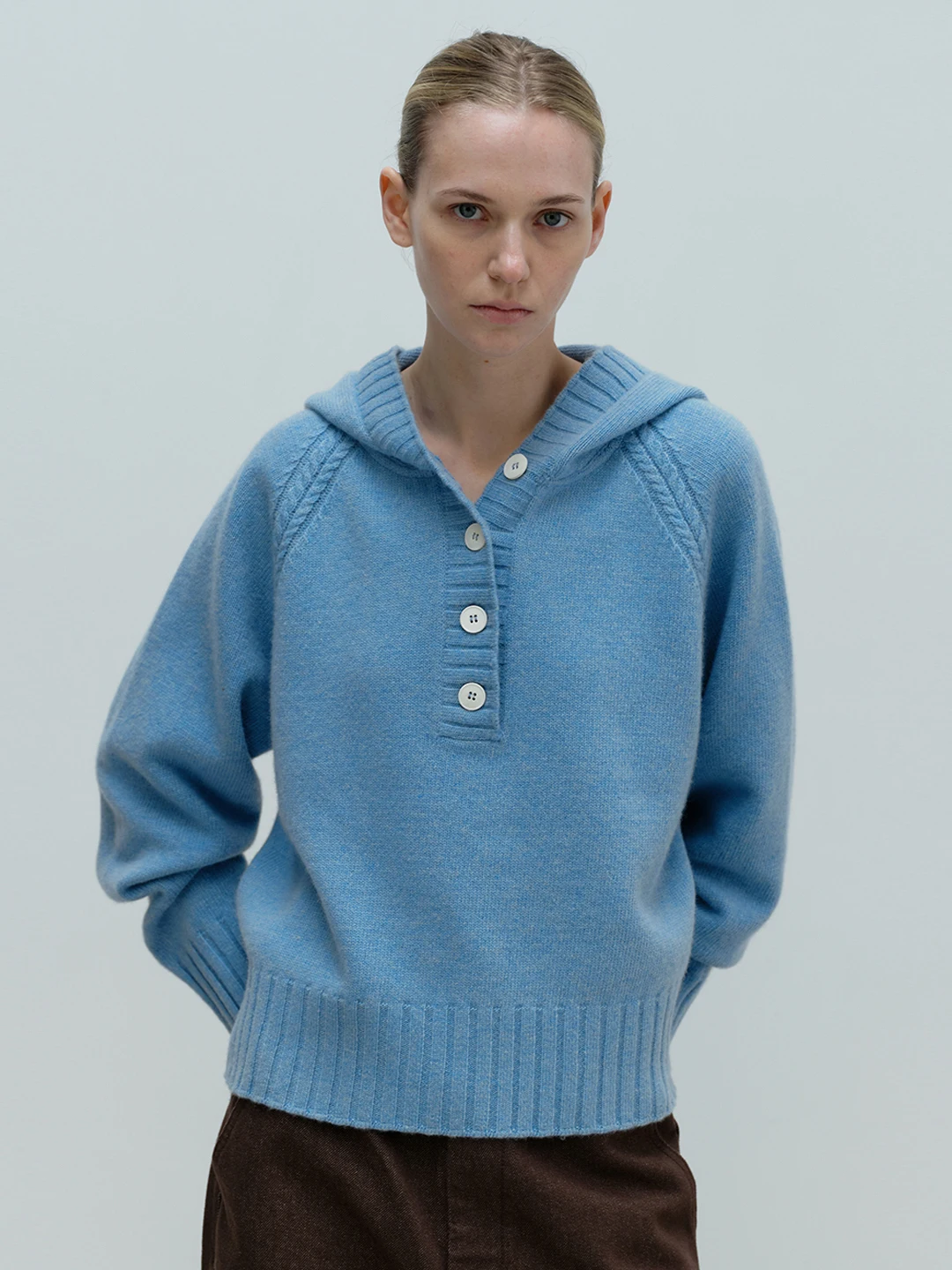 

Hooded wool sweater women's autumn and winter new high-end loose lazy wind knitted sweater