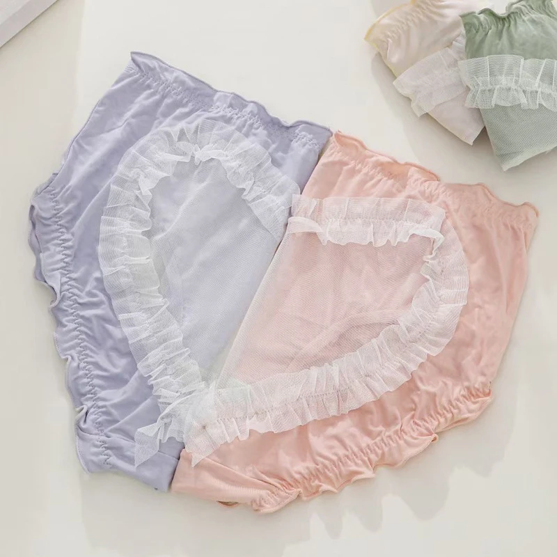 Women's Cotton Briefs Large Sizes Sexy Lace Breathable Mesh Cotton Underwear Women with High Waist Plus Size Cotton Panties