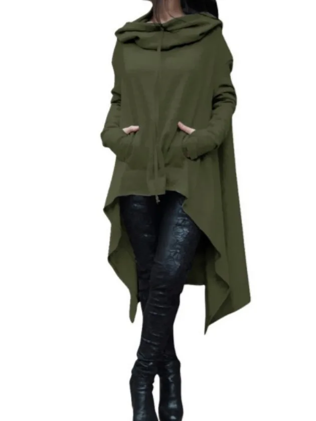 

Autumn Winter Irregular hoodie European American Solid Women's Loose Hoodie Dark Gothic Sweatshirt Streetwear Women Y2k Clothes