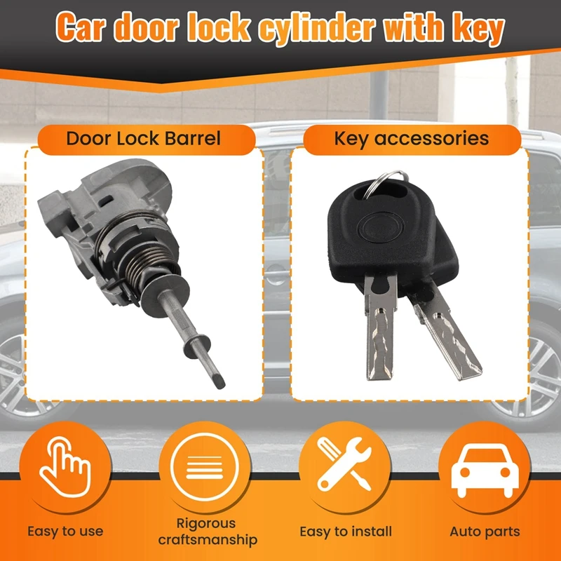 Lock Door Lock Barrel Cylinder With 2 Keys 1T0837167A For VW Touran Caddy 2003-2015