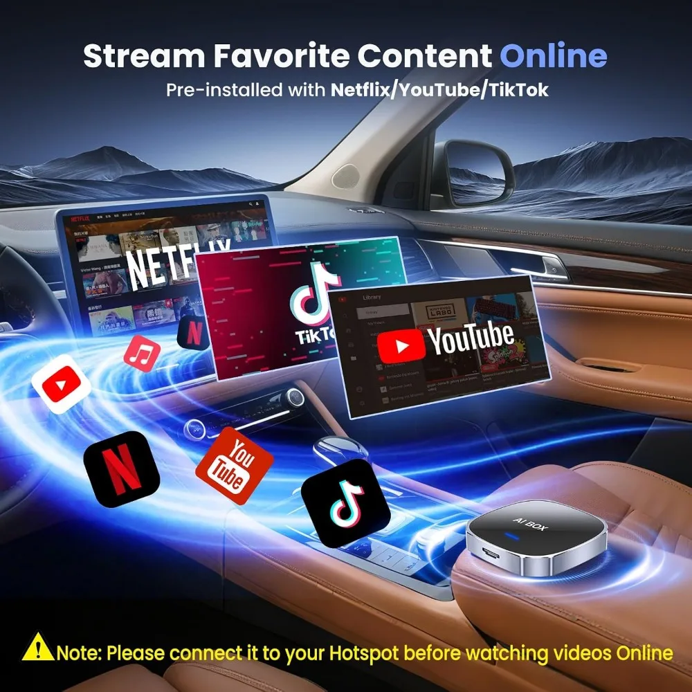 Wireless CarPlay & Android Auto Adapter, Stream Netflix/YouTube, Plug & Play, Car Play Dongle for Wired CarPlay/Auto Cars - view 3