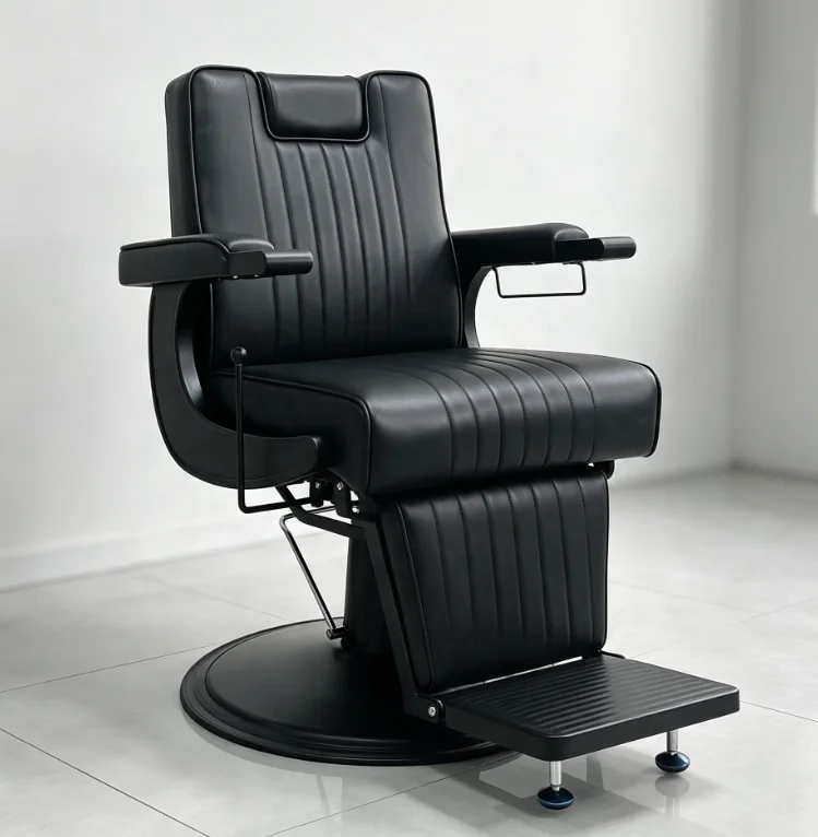 Customizable Color Reclining Barber Chair Adjustable Footrest Heavy-Duty Hydraulic Pump 360 Degree Rotation Base Barber Shop