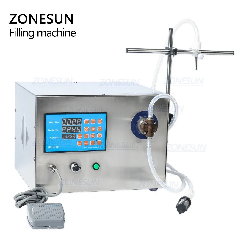 ZONESUN Magnetic Pump Perfume Alcohol Hydrogen Peroxide Essential Oil Electric Digital Control Liquid Bottle Filling Machine