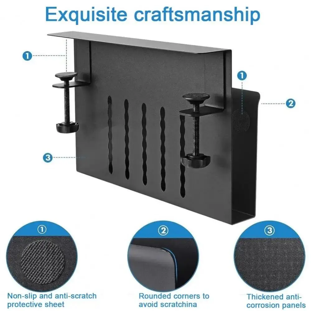 No Drill Under-desk Laptop Tray Adjustable Space Saving Table Sides Laptop Holder Charging Cooling Dual Clip