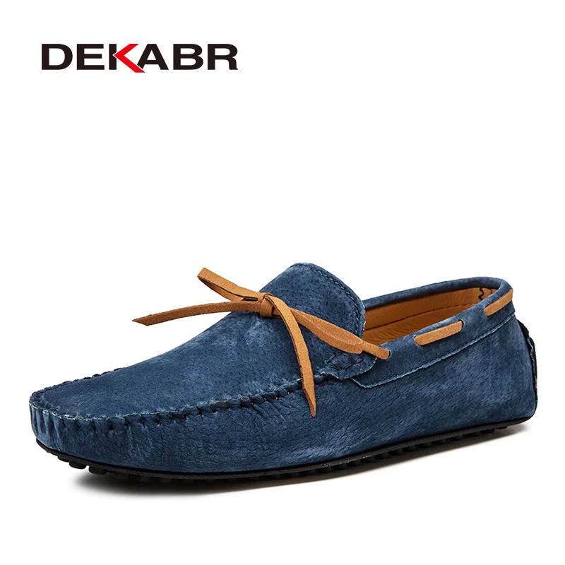 DEKABR Casual Men Genuine Leather Shoes Summer Breathable Green Men\'s Loafers Leather Shoes Sapato Masculino Zapatos Hombre