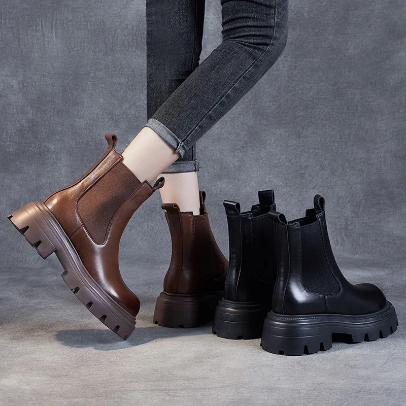 Botas de piel de cerdo de Guandong para mujer, zapatos de tacón cuadrado de goma de media pantorrilla, tendencia de fábrica, Zm22397, invierno, 2024