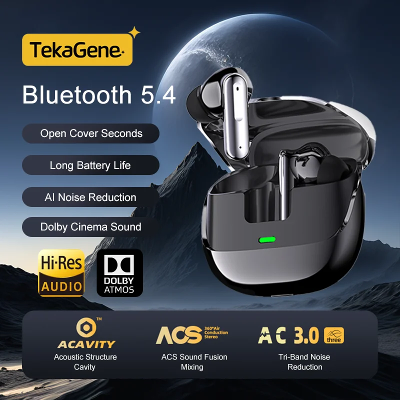 

Wireless Earbuds Dolby Audio In-ear Earphones Noise Reduction Bluetooth 5.4 With Microphone Headphones HIFI Stereo Sound Headset