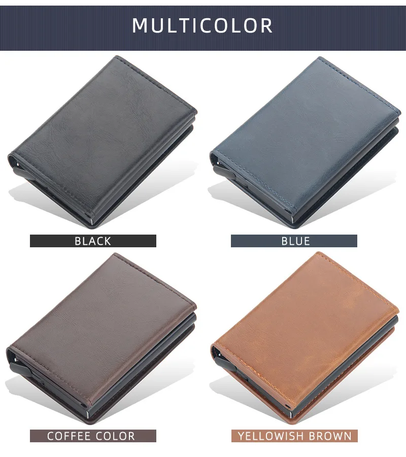 Pop Up Credit Card Holder Wallets Men Slim Rfid Blocking CardHolder Card Money Bag Coin Pocket PU Leather Short Wallets for Men