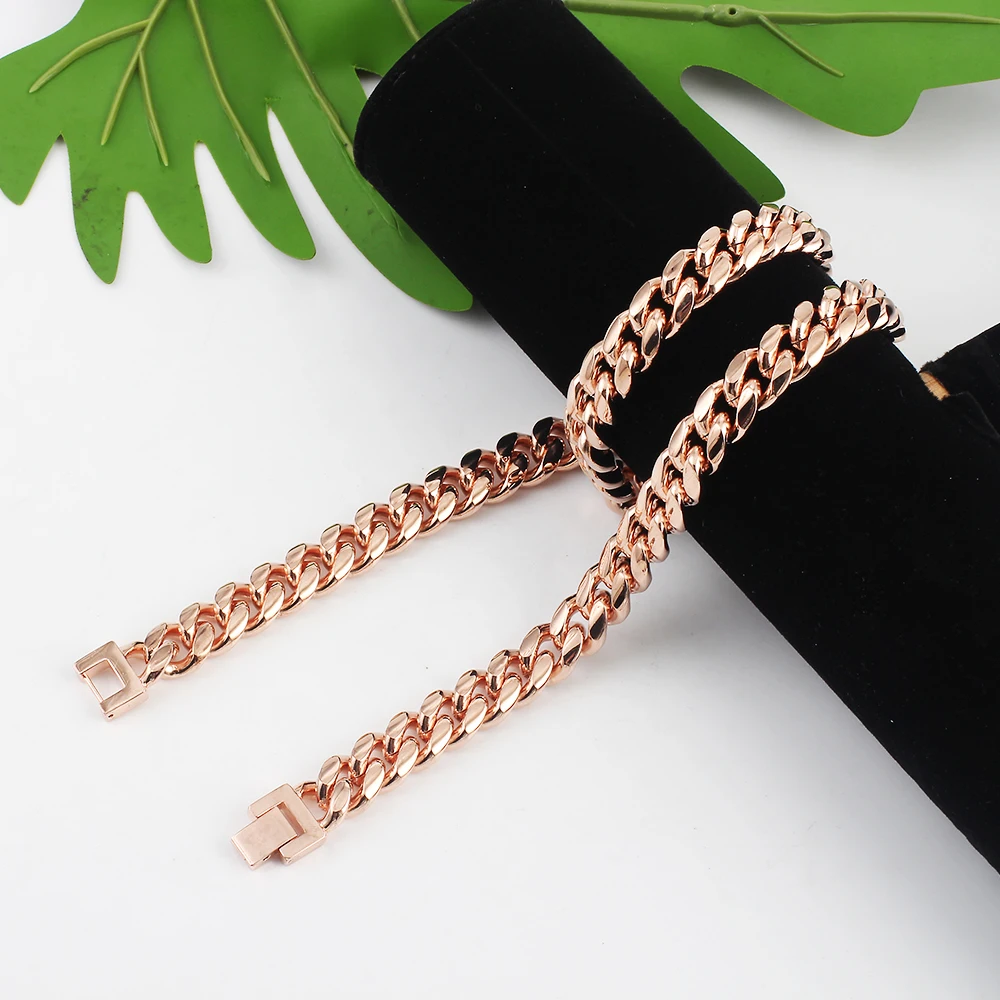 Charm Cuabn Chain for Men Women 316L Stainless Steel Necklace Rose Gold Hip Hop Collar Fashion Luxury Jewelry Accessories Gift