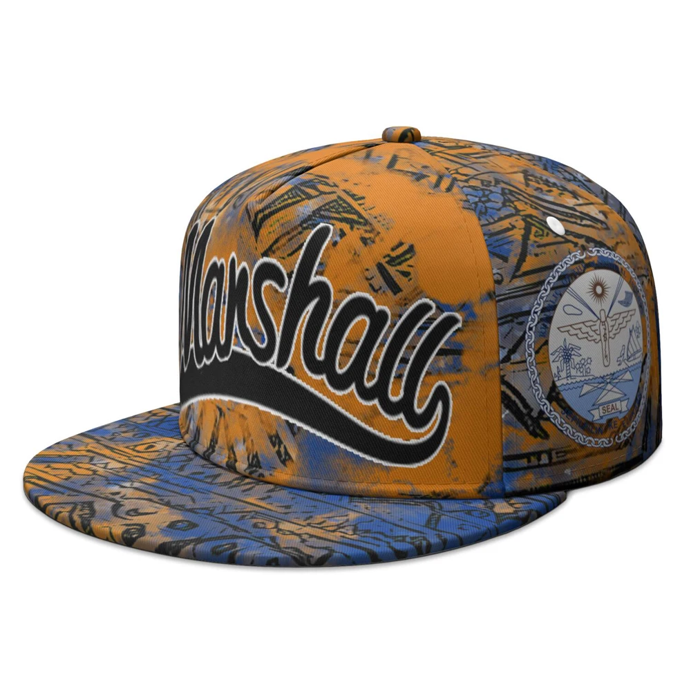 Marshall Islands Flat Brimmed Cap Free Custom Made Name Number Logo Hip-hop Hat Nation Flag Country Mh Print Photo Headgear