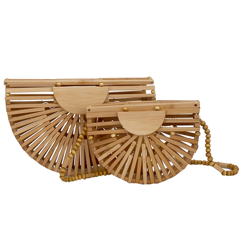 с доставкой Designer summer Luxury handbag for women shoulder bag semicircle bamboo woven beach bag Mobile Phone Wallet 2022