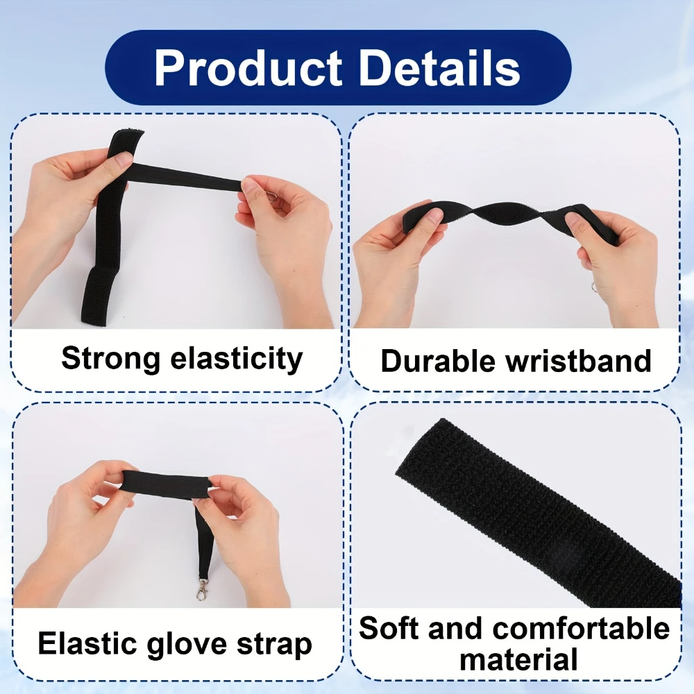 2-Pack Ski Glove Safety Belts with Elastic Straps & Keychains — Hands-Free Attachment for Snowboard & Outdoor Sports (≤35.56Cm)