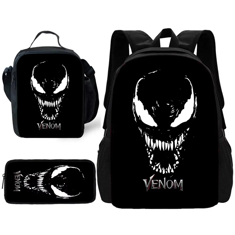 Marvels V-venoms Child School Backpack with Lunch Bags ,Pencil Bags ,School Bags for Boys Girls Best Gift