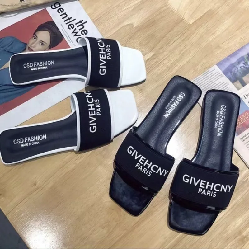 

Роскошные дизайнерские женские летние тапочки с буквенным принтом на плоской подошве 2024 уличные модные женские сандалии женские пляжные Тапочки