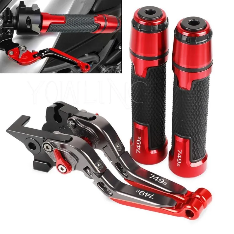 

749S 749R Motorcycle CNC Brake Clutch Levers Handlebar knobs Handle Hand Grip Ends FOR DUCATI 749 S 749 R 2003 2004 2005 2006