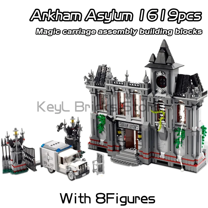 Superhelden Serie Fledermaus Arkham Asyl Bausteine Krankenwagen Auto Schloss Street View Ziegel Spielzeug für Jungen Kind Weihnachts geschenke