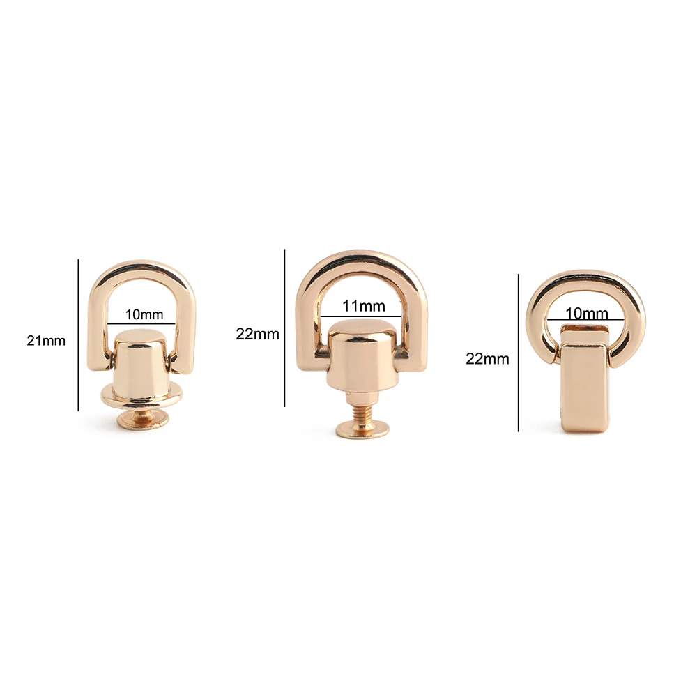 10/30/100PCS Metal Screw D-ring Buckle For Bag Chain Handles Hanger Backpack Side Stud Rivet Clip Clasp Purse Straps Accessories