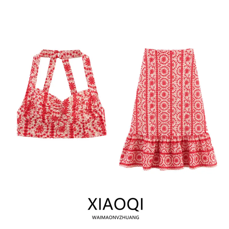 

Faionable Embroidered Hollow out V-Ne ort Top Women's Summer New Arrival 2025 Ele Personali Two-Piece Set ort S...