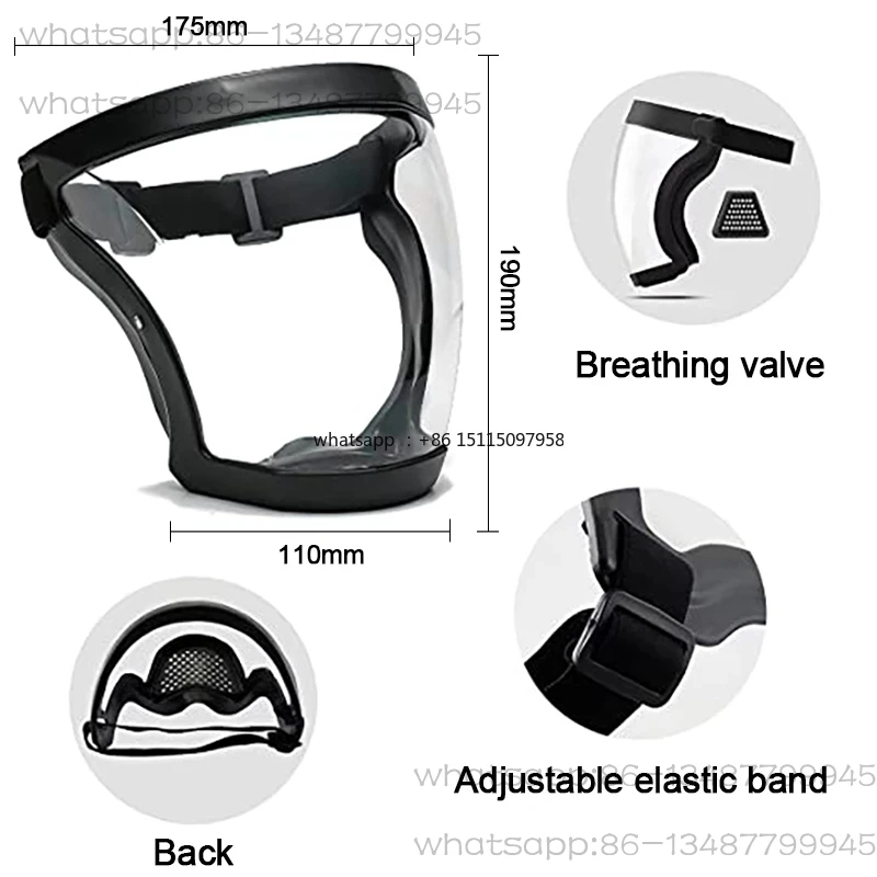 Transparent, fully shielded, reusable high-definition safety glasses, kitchen protection, anti spray mask with filter