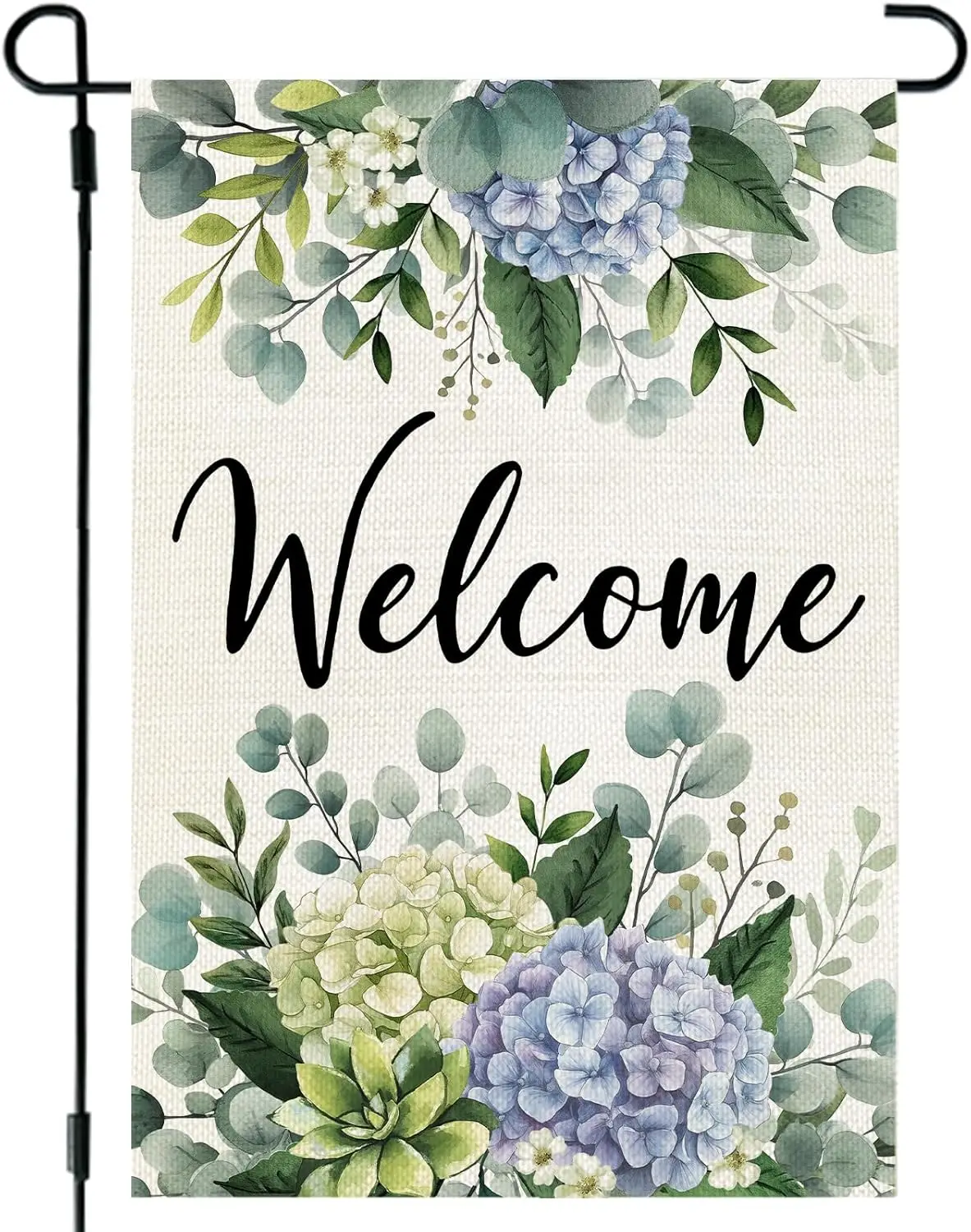 CROWNED BEAUTY Spring Garden Flag Hydrangea Eucalyptus 12x18 Inch Double Sided Small Seasonal Holiday Floral Decoration for  AAS