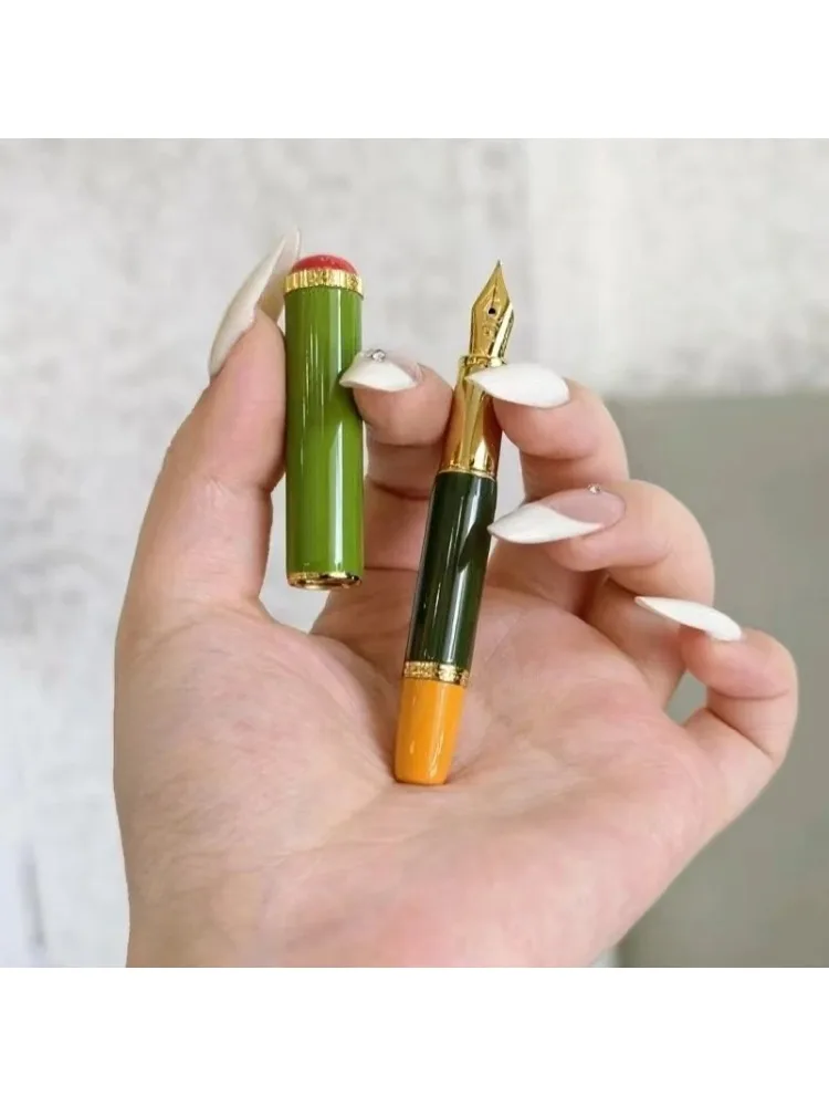 Hoohill Pico – Mini stylo à plume court en métal, vert limité, exquis, beau, mignon, plume EF/F/M, écriture, papeterie d'affaires, cadeau