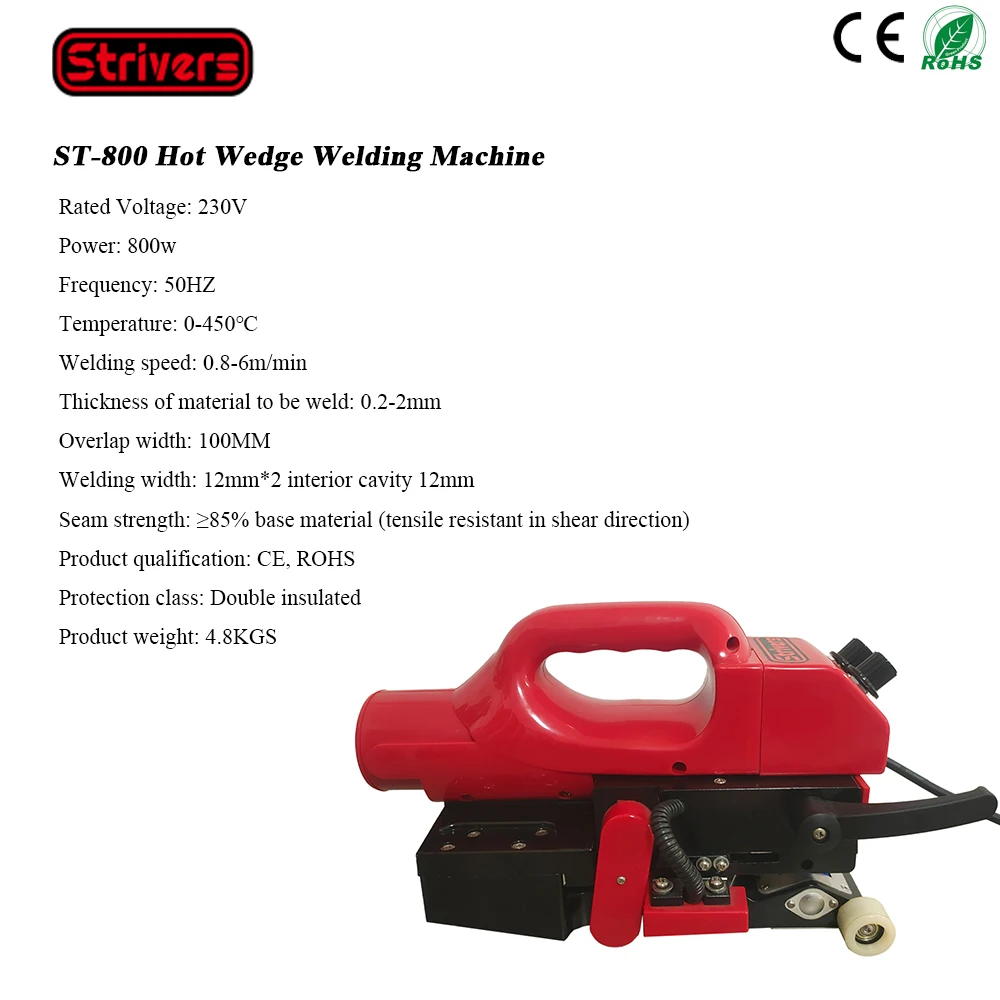 (ST-800)  HDPE/LDPE/EVA/ Geomembrane Hot Wedge Welding Machine Plastic Welder Machine  Fish Pond Liner CE/ RoHS Certification