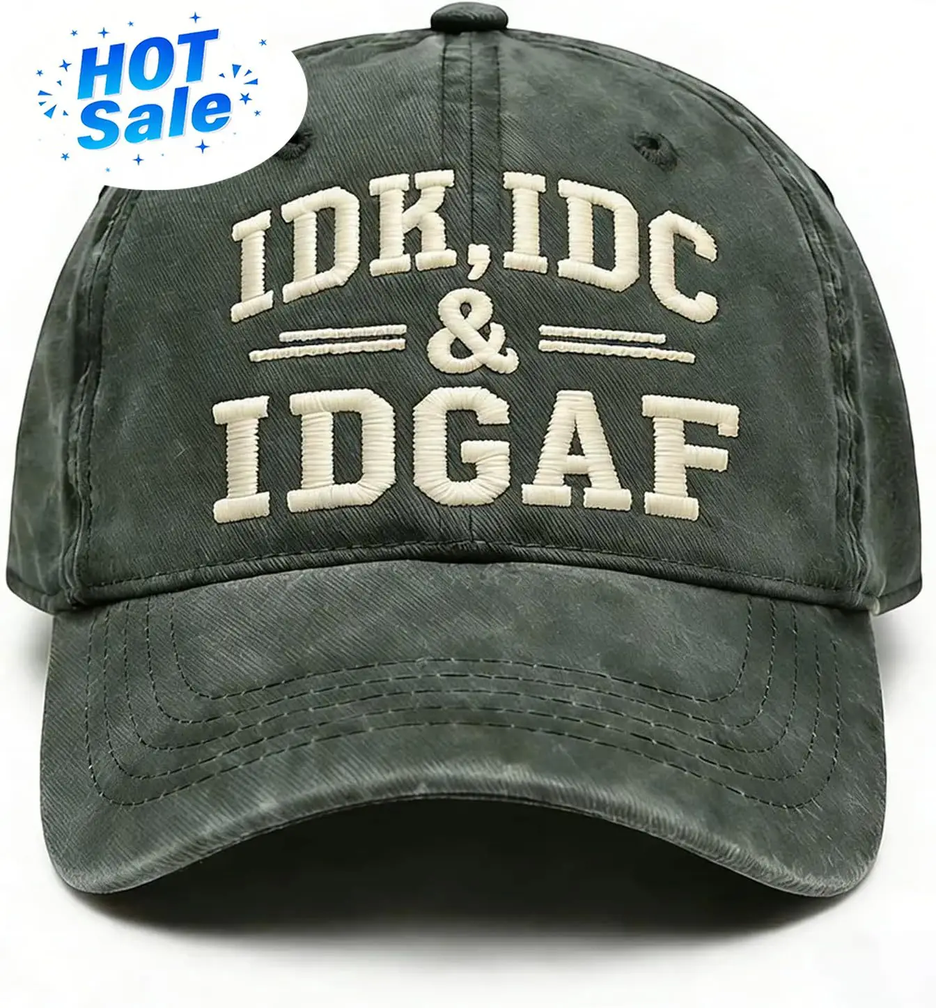 IDK IDC IDGAF Embroidery Cap Funny Hat Cotton Baseball Cap Adjustable Dad Hat Sarcastic Meme Gift