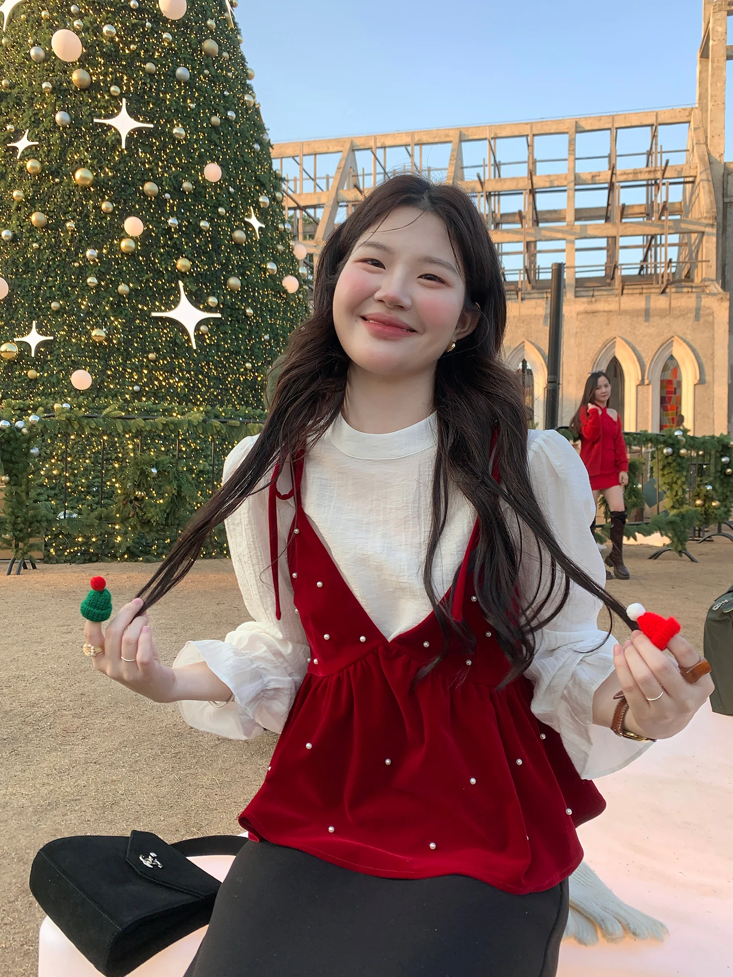 

Женский модный топ с полувысоким воротником и длинными рукавами-колокол в корейском стиле, цвет: белый чай