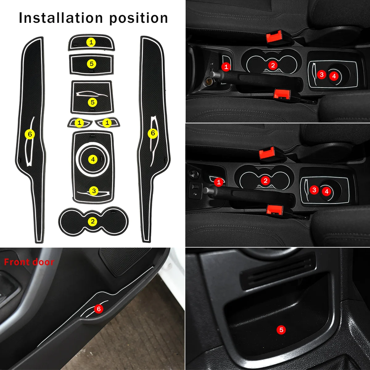 Car Door Groove Mats For Ford Fiesta 2009-2011 2012 2013 2014 2015 Car Cup Holder Cushion Auto Gate Slot Coasters Dust-proof Pad