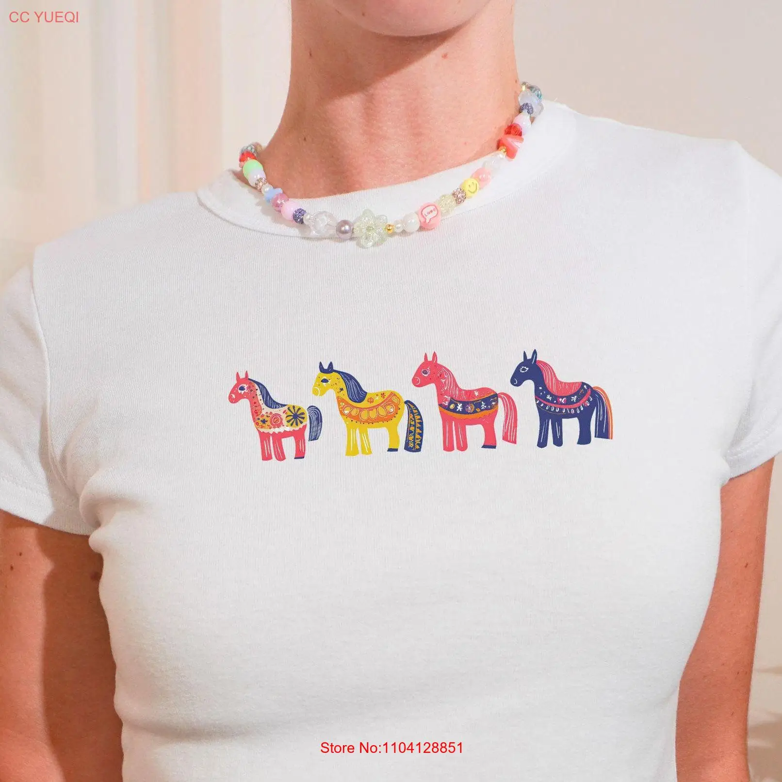 Swedish Dala Horse Baby T Shirt Scandinavian Folk Norwegian Art Cottagecore Hygge s Scandi Nordic Cute Xmas