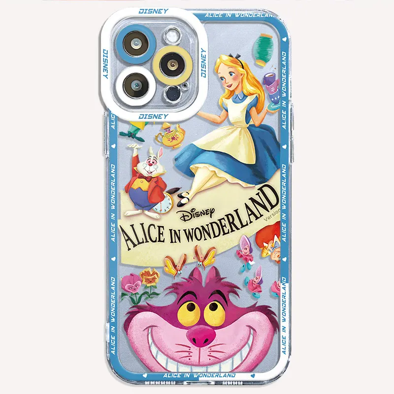 Disney Alice Cheshire Cat Phone Case for Apple iPhone XS Max 14 Pro Max 7 8 12 Pro XR SE 13 Mini 11 15 Plus TPU Cover 