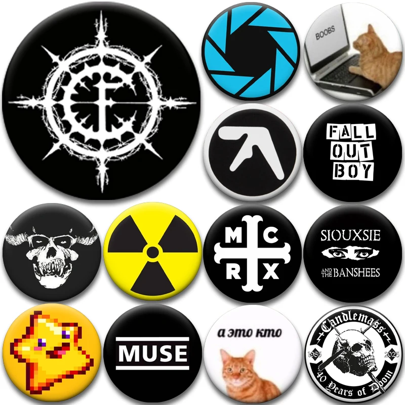 58mm Meme & Music Badge Cats OSU MUSE Brooches Pop Culture Collect Button Pins for Bag Clothing Decoration Gifts with Friends
