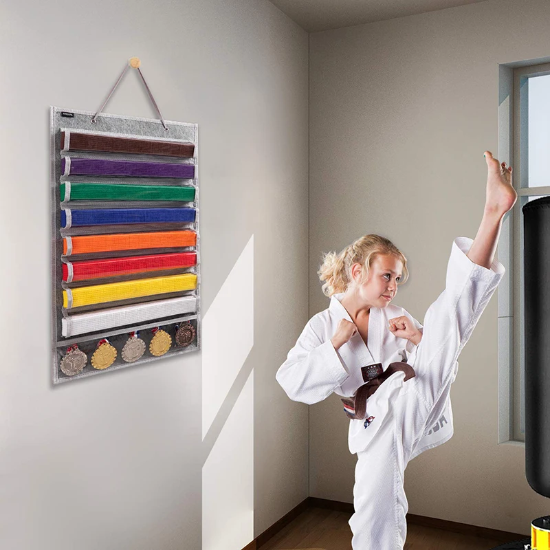 Muuropknoping Martial Display Opslag Arts Belt Taekwondo Belt Holder Stofdichte Karate Karate Organizer