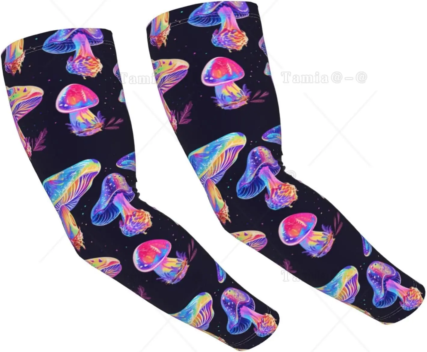 Psychedelic Neon Mushroom Protection Cooling Arm Sleeves For Men Women Uv Compression Cooling Sleeve For Sports