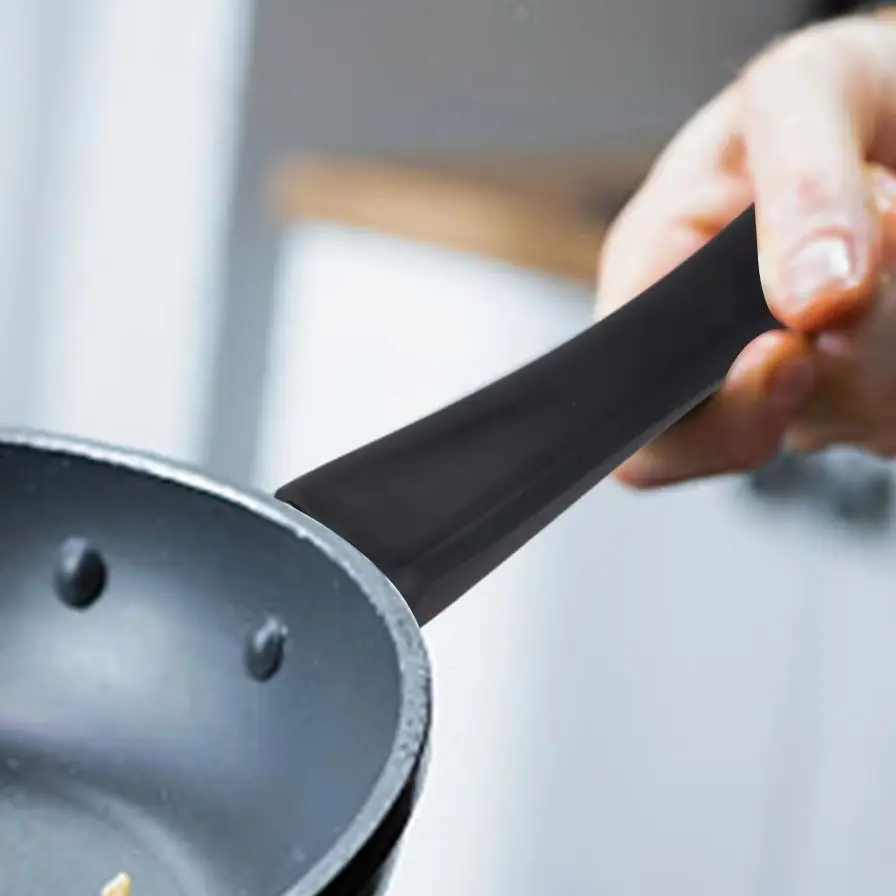 2PCS Bakelite Pan Handle Replacement For Household Kitchen Cookware, Black, Easy Install With Hanging Hole Heat Resistant