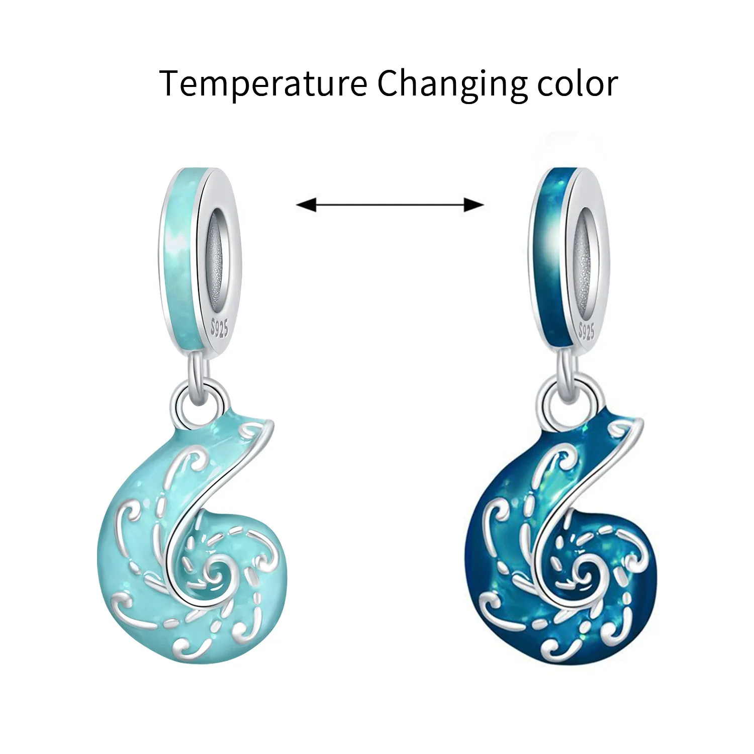 Cycuff 925 Sterling Silver Warm Change Conch Bead Original Pendants Bracelet Necklace Charm Jewelry Party DIY Trendy Gifts